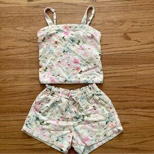 Abercrombie Kids 2-Piece Floral Shorts & Top Set Linen Blend Size 7/8